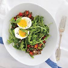 Lentil Salad with Boiled Eggs as Healthy Lunch Idea