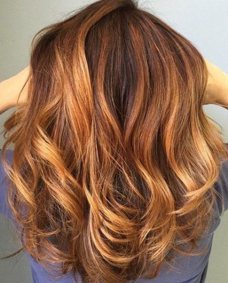 Charamel colored waves medium length haircuts for thick hair