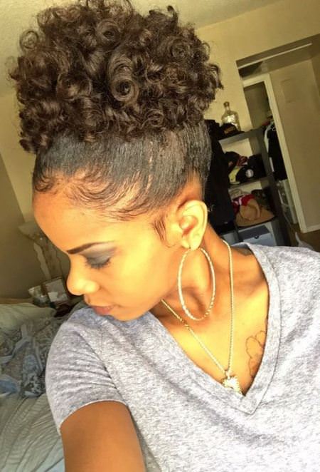 Curly afro puff with perfect edges trendy short haircuts
