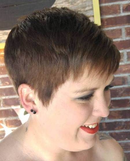 Extra short pixie pixie cut for round face