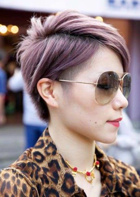 Layered brown purple pixie different versions of the pixie