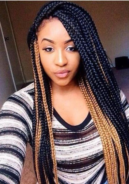 Marvelous and multi-colored long box braids