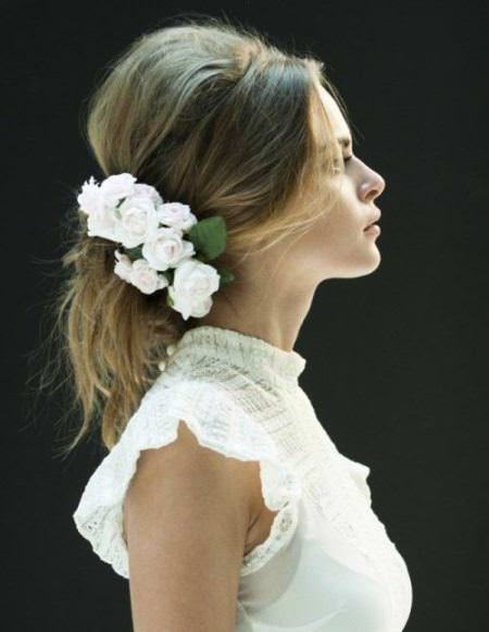 Messy pony with bouffant bridesmaid hairstyles