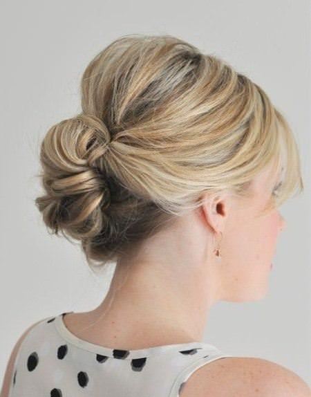 Messy updo for medium cut hairstyles for thin hair