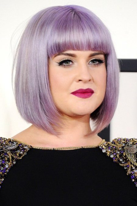 Purple haze bob with bangs short hairstyles for round faces