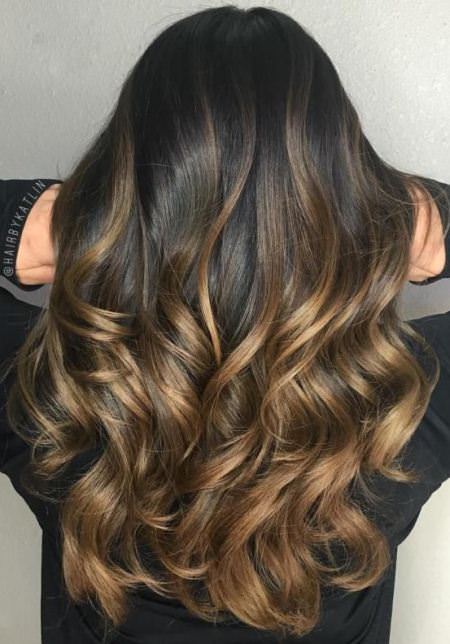 Shimmering wavy ombre hair ideas for blonde brown red black hair