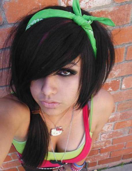 Side ponytail with headscarf emo styles for girls