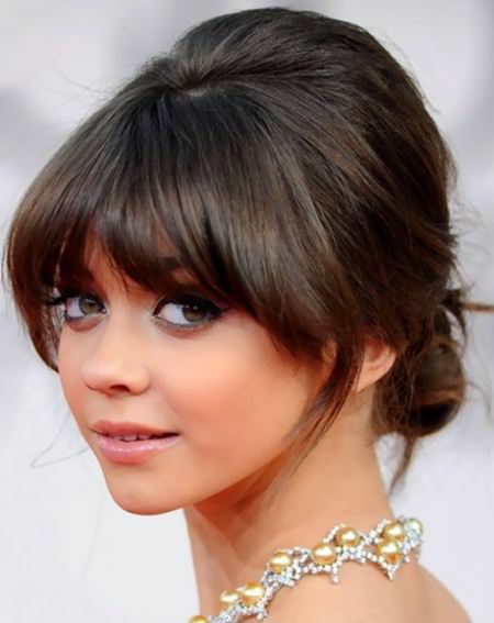 Updo fringe bang hairstyle hairstyles for shoulder length