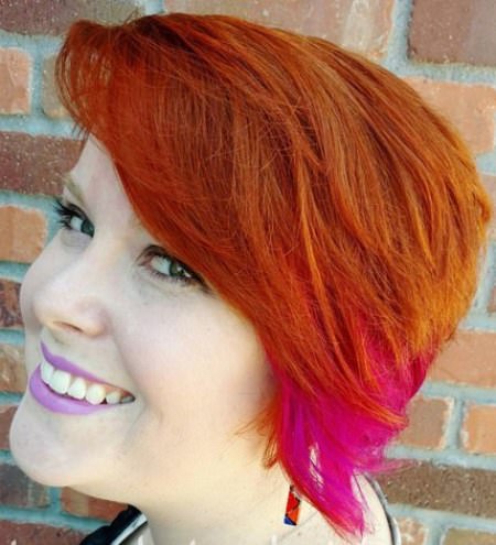 Vibrant and creative pixie cut for round face