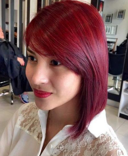 Wrapped ruby medium length haircuts with bangs