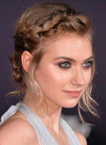 bang braided bun hairstyles for round faces