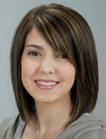 bob haircut with a heavy side bang haircuts for round face