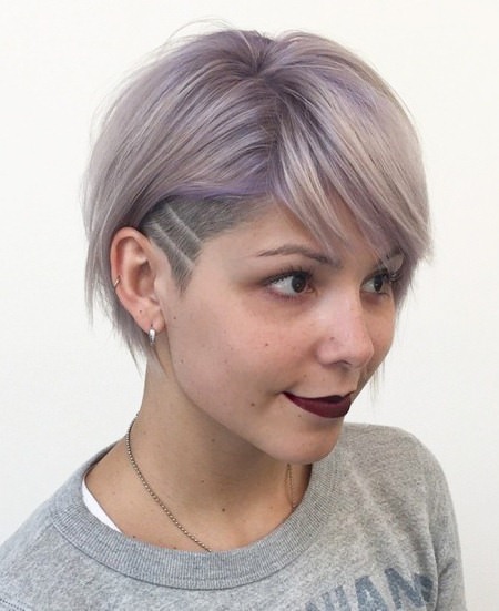 choppy lavender bob with undercut different hairstyles with bangs