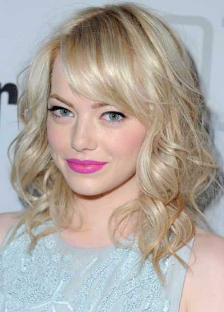 curled lob with horizontal bangs curly hairstyles for girls