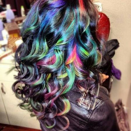 curls with multicolored highlights curly hairstyles for girls