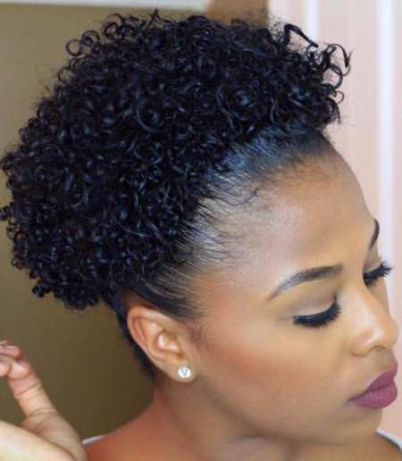 curly afro puff short hairstyles for women