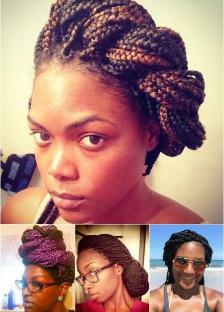 double twisted updo black braided hairstyles