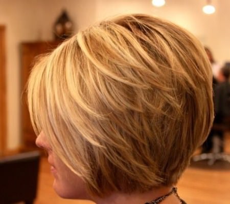 flicked back stacked bob hairstyles for women