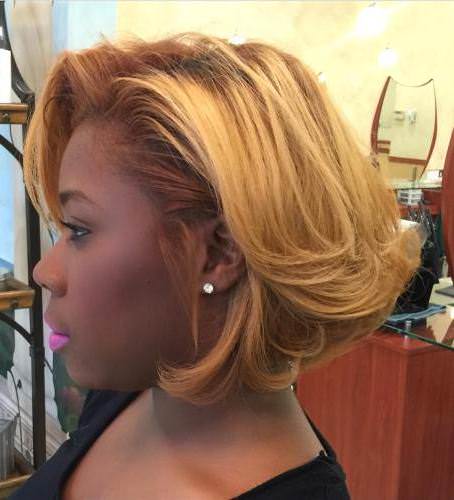 flipped golden blonde bob haircuts for black women