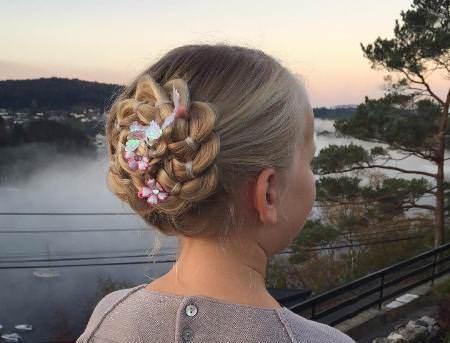 four strand braided flower hairstyles for little girl