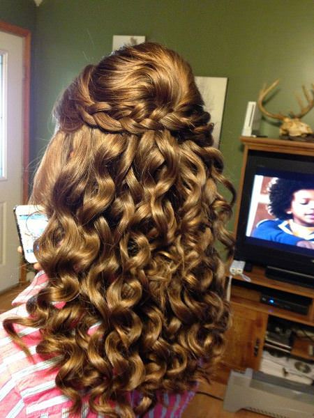 half hairdo with braids and curls hairstyles for girls