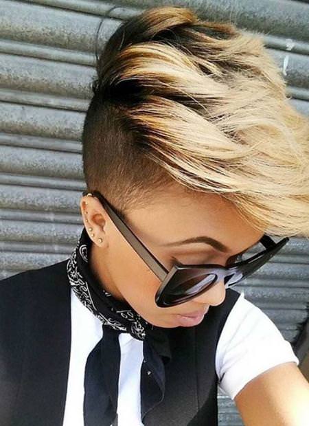 highlighted undercut short hairstyles for black women