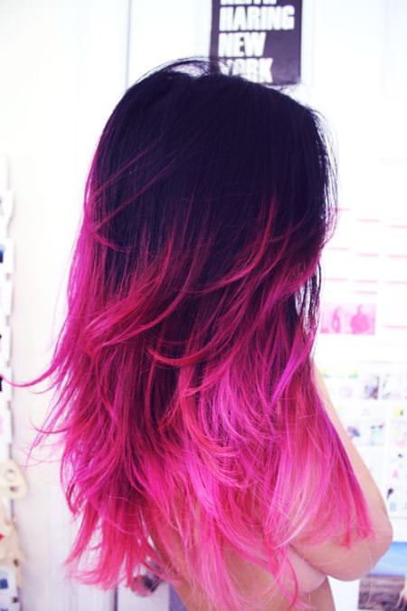 hot pink lavender ombre hair and purple ombre