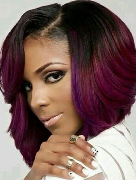 layerd bob with red balayage haircuts for black women