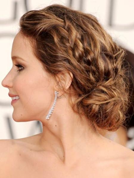 low side bun with braids mid length hairstyles