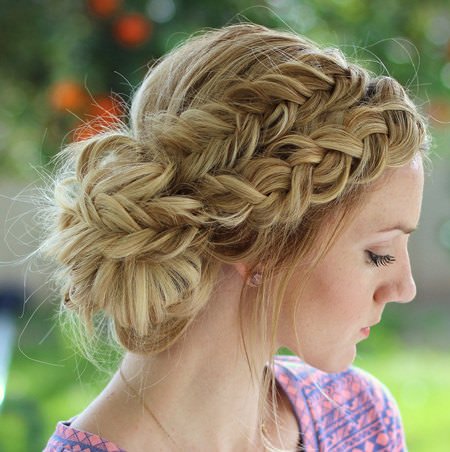 messy updo with twist and braided hairstyles