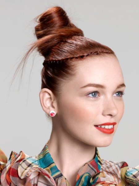 mini braided topknot side hairstyles for prom night
