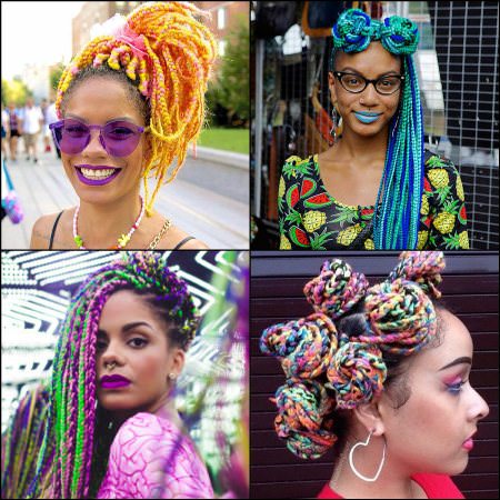 multi colored black braided hairstyles