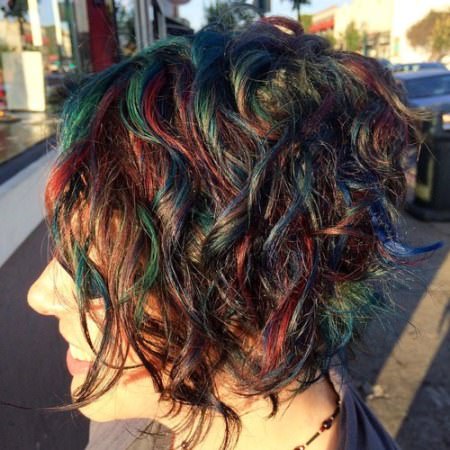 multi-colored spirals haircuts for curly hair
