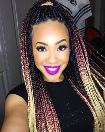 pink and blonde box braids hairstyles