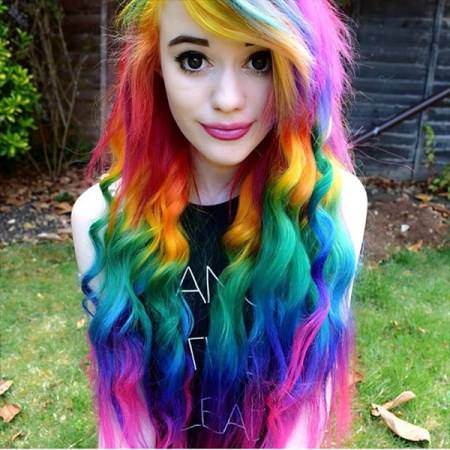 rainbow pastel balayage hair color