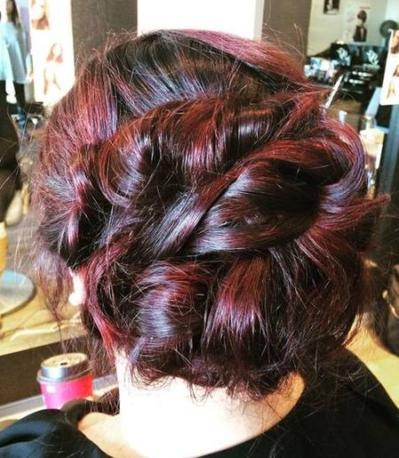 red and black messy updos for long hair