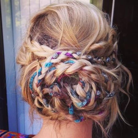 ribbon braided Updo Hairstyles for little girl