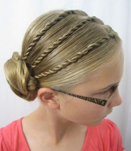side braids with a side bun hairstyles for little girl