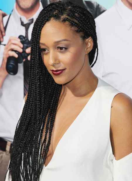 side part full length black braided hairstyles