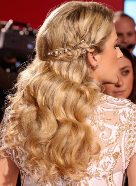 soft waves with a side braid wedding hairstyles
