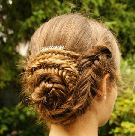 spiral fishtail bun braids for kids