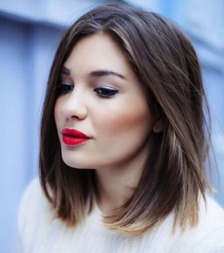 straight lob with fringy ends A-line bob hairstyles