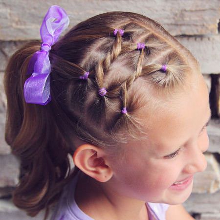 tied mini ponytails hairstyles for little girl