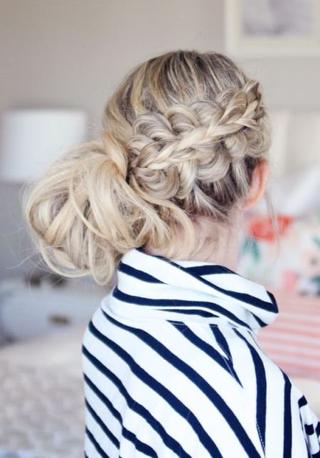 twisted and braided bun updos for long hair