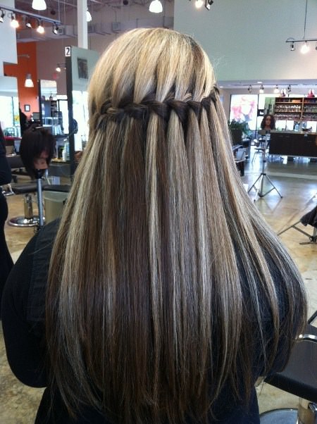 waterfall braid straight hairstyles