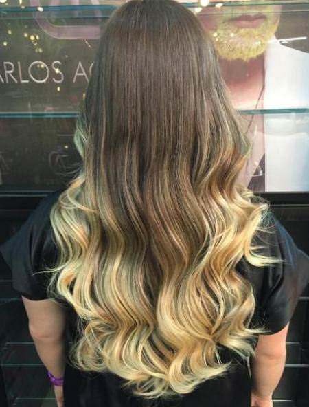 Angled ombre hair color