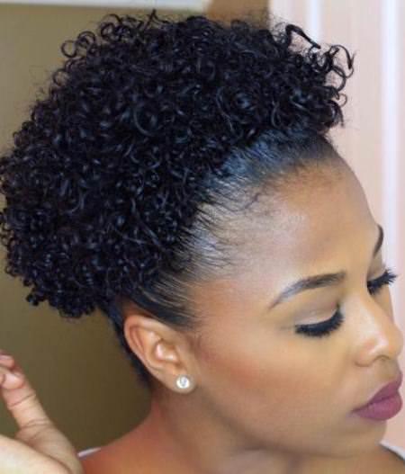 Curly Afro Puff natural hairstyles for short hair