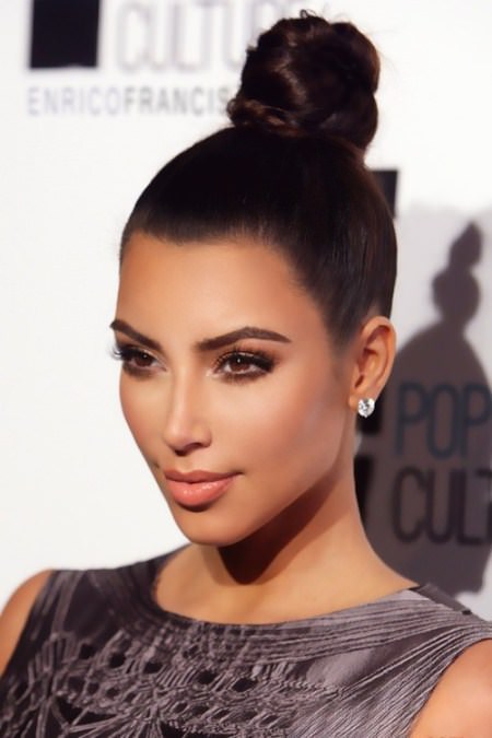 Kim Kardashian Classic Top Knot celebrity hairstyles