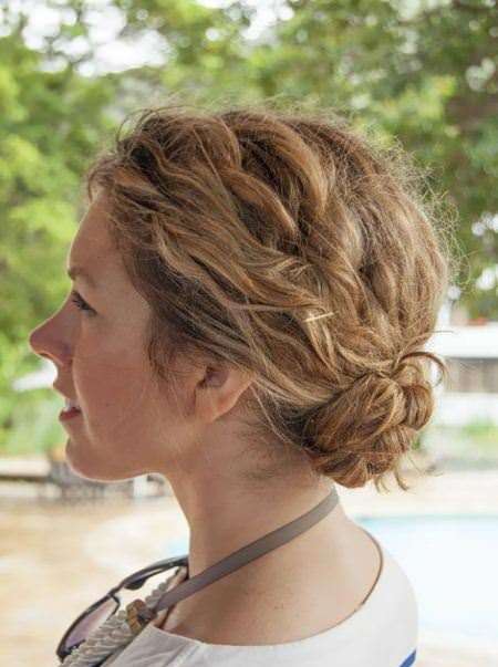Low bun for short curly hair updos for thin hair