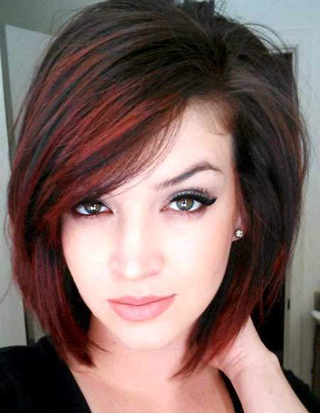 Red on black best short hair with highlights